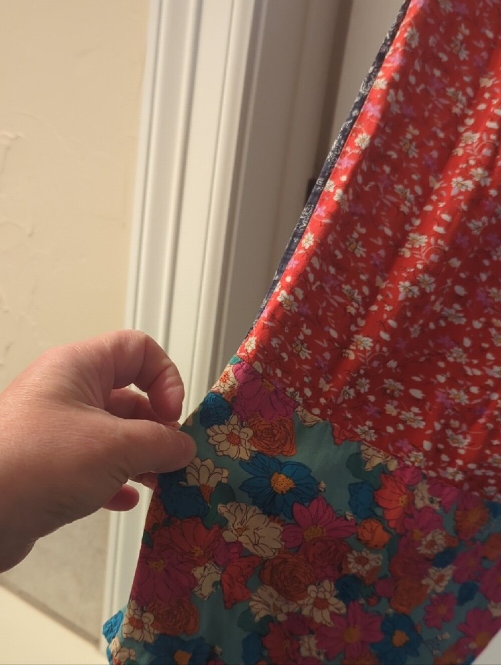 NATURAL LIFE Patchwork Wide-Leg Pants in Multicolor Floral - Picture 3 of 6